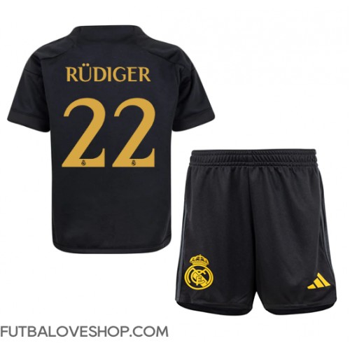 Dres Real Madrid Antonio Rudiger #22 Tretina pre deti 2023-24 Krátky Rukáv (+ trenírky)